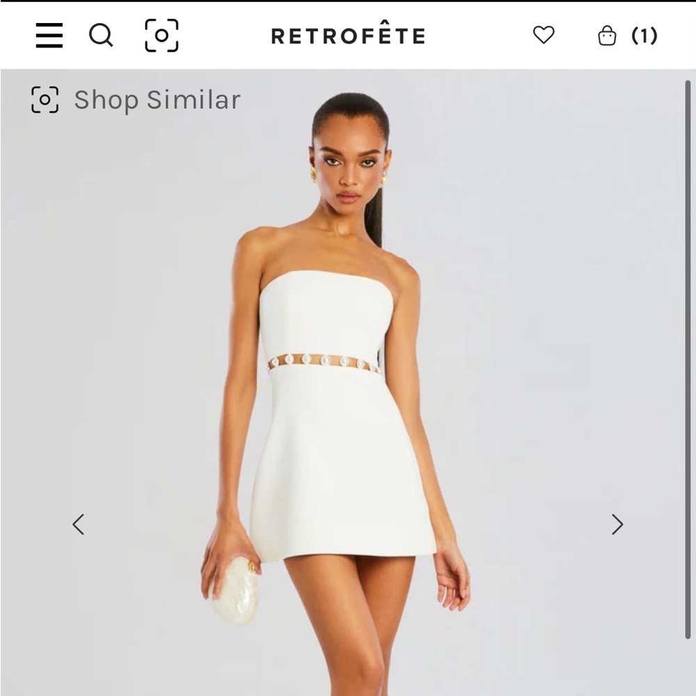 Retrofete Strapless White Mini Dress